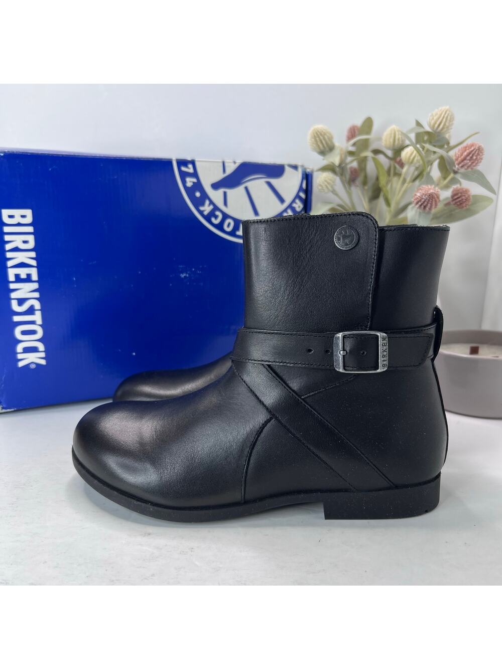 Birkenstock Collins Leather Ankle Boots Black Regular Fit 1006893 Women 5 NWB